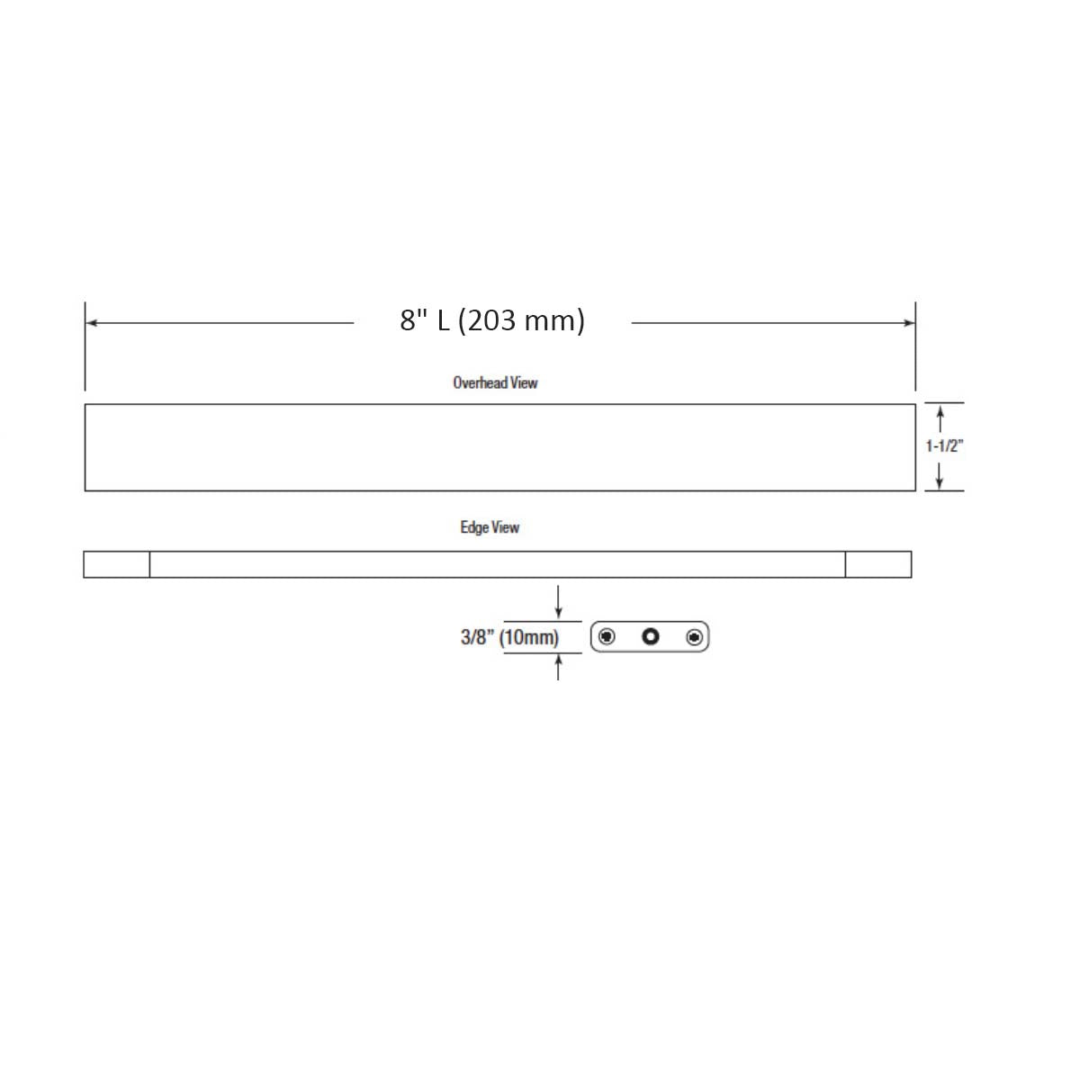 SlimEdge 8 Inch LED Under Cabinet Light, 2700K, 24VDC, 150 Lumens, White