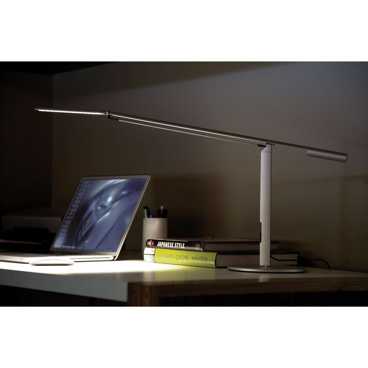 Equo Silver Contemporary LED Desk Lamp with Cool White Light Color