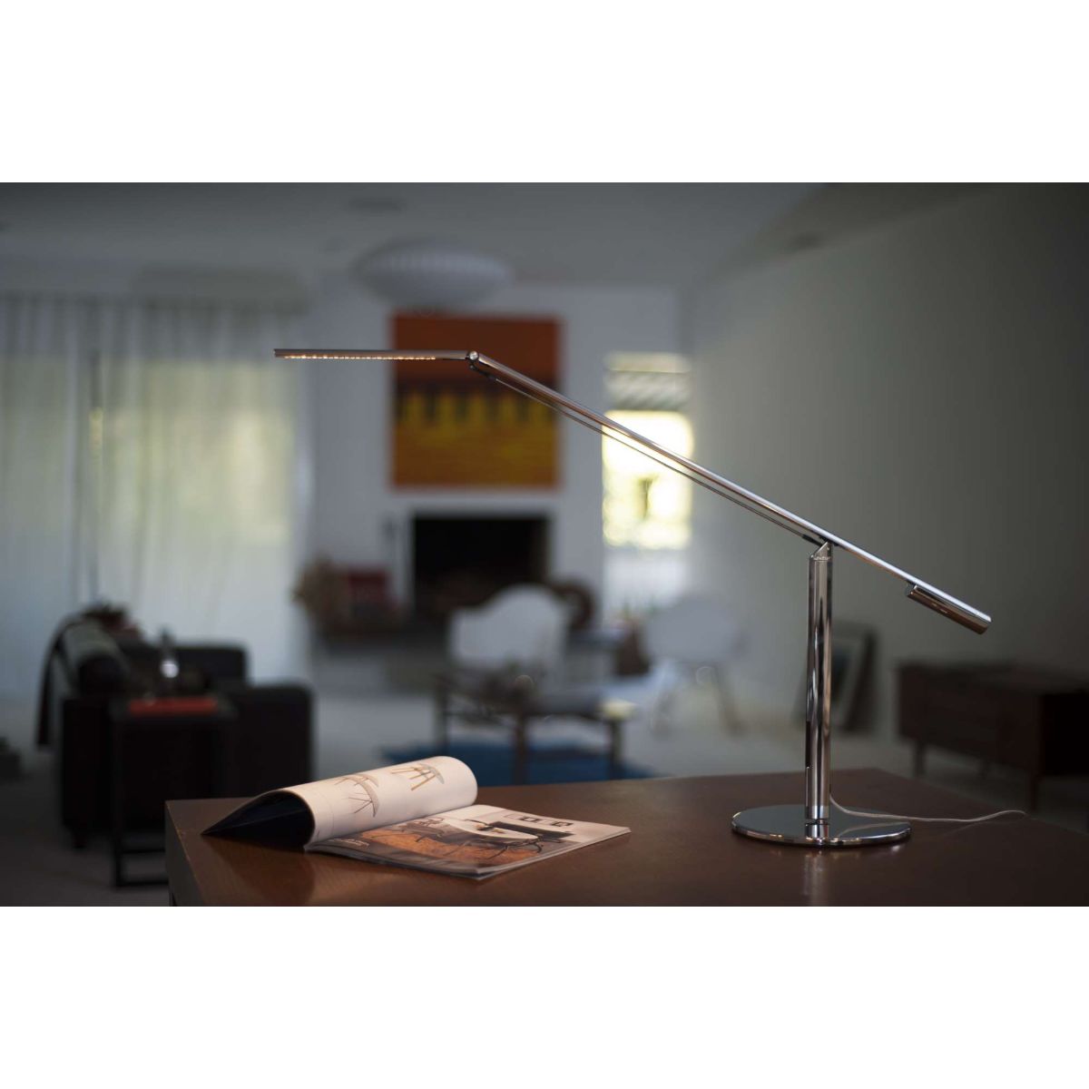 Equo Chrome Contemporary LED Desk Lamp with Neutral White Light Color