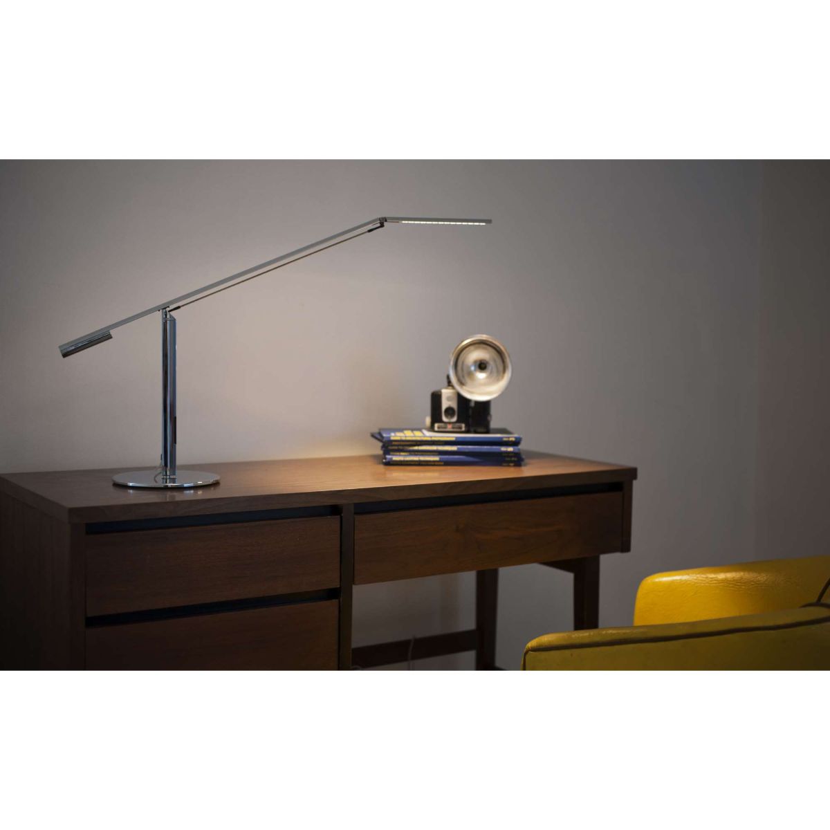 Equo Chrome Contemporary LED Desk Lamp with Neutral White Light Color - Bees Lighting