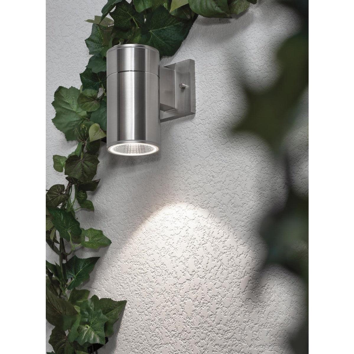 Everly 8 in. LED Outdoor Wall Light 120-277V, Selectable CCT Satin Nickel - Bees Lighting