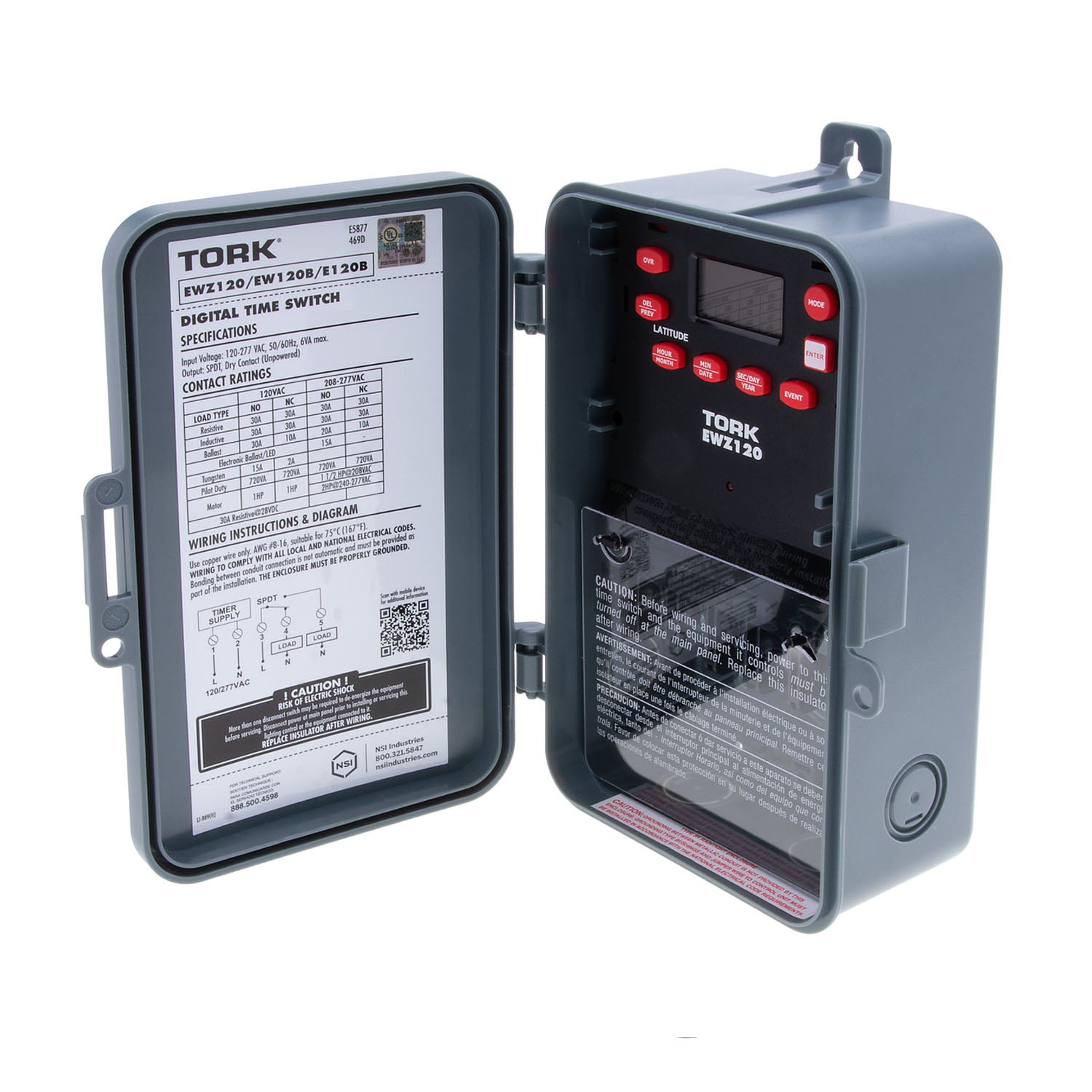 Tork 30-Amp 7-Day Astronomic Digital Time Switch 1-Channel 120-277V SPDT Outdoor Enclosure