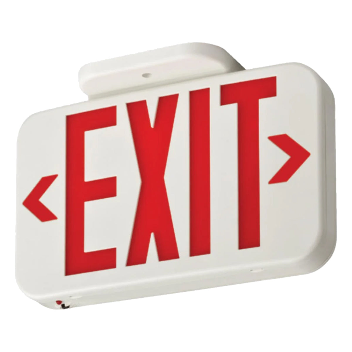 LED Exit Sign, Universal Face with Red/Green Letters, White Finish, Battery Backup Included