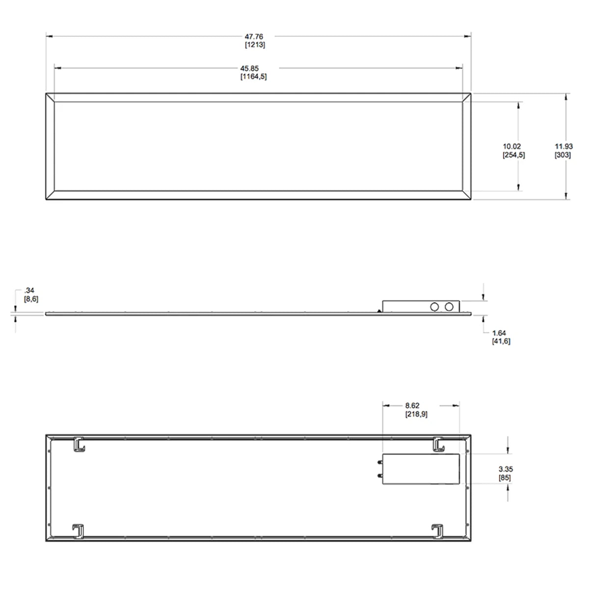 1x4 LED Flat Panel Light, 4600 Lumens, 40W, 35K/40K/50K, 120/277V, Battery Included