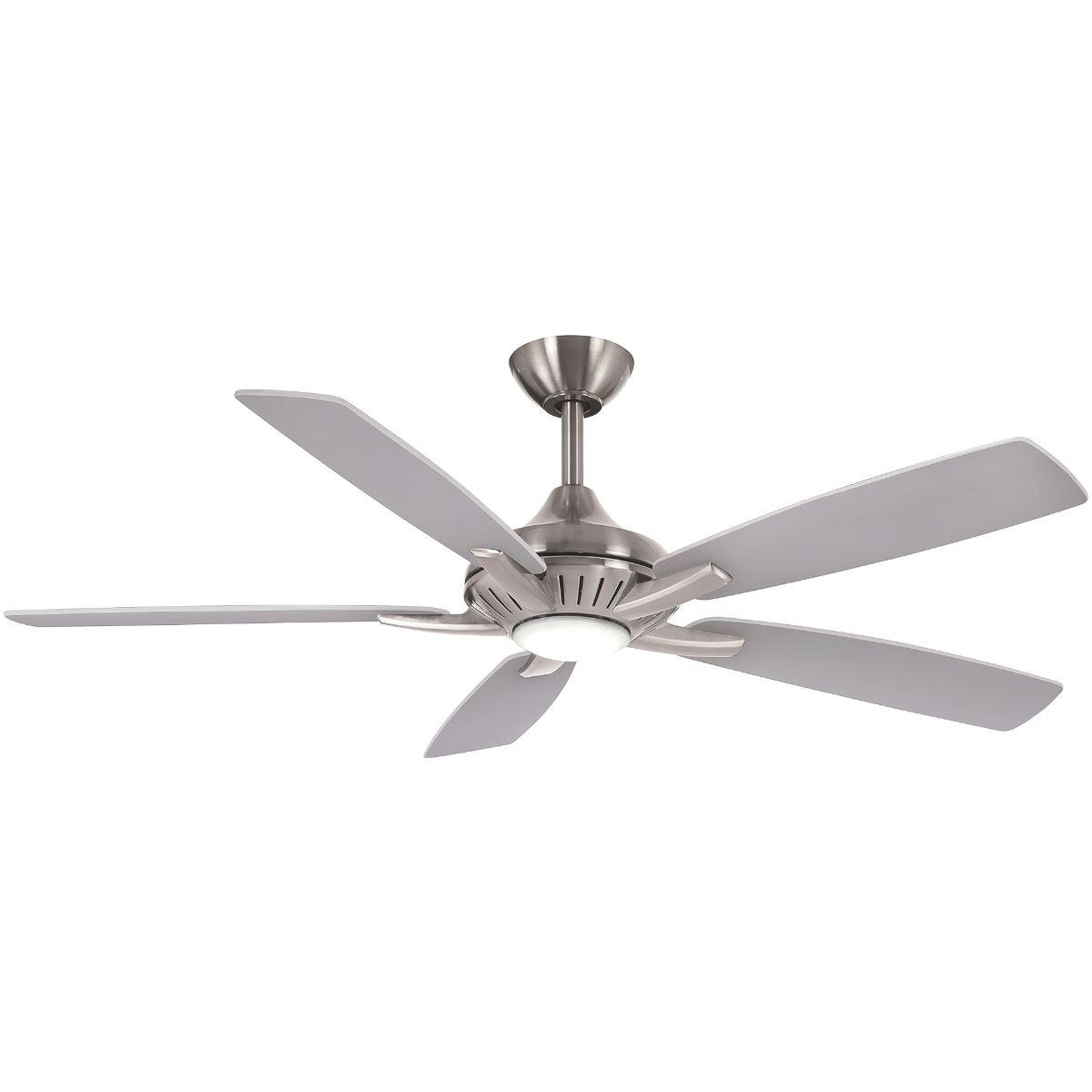 Dyno LED 52" Brushed Nickel Ceiling Fan with Remote, Silver and Aged Wood Blades