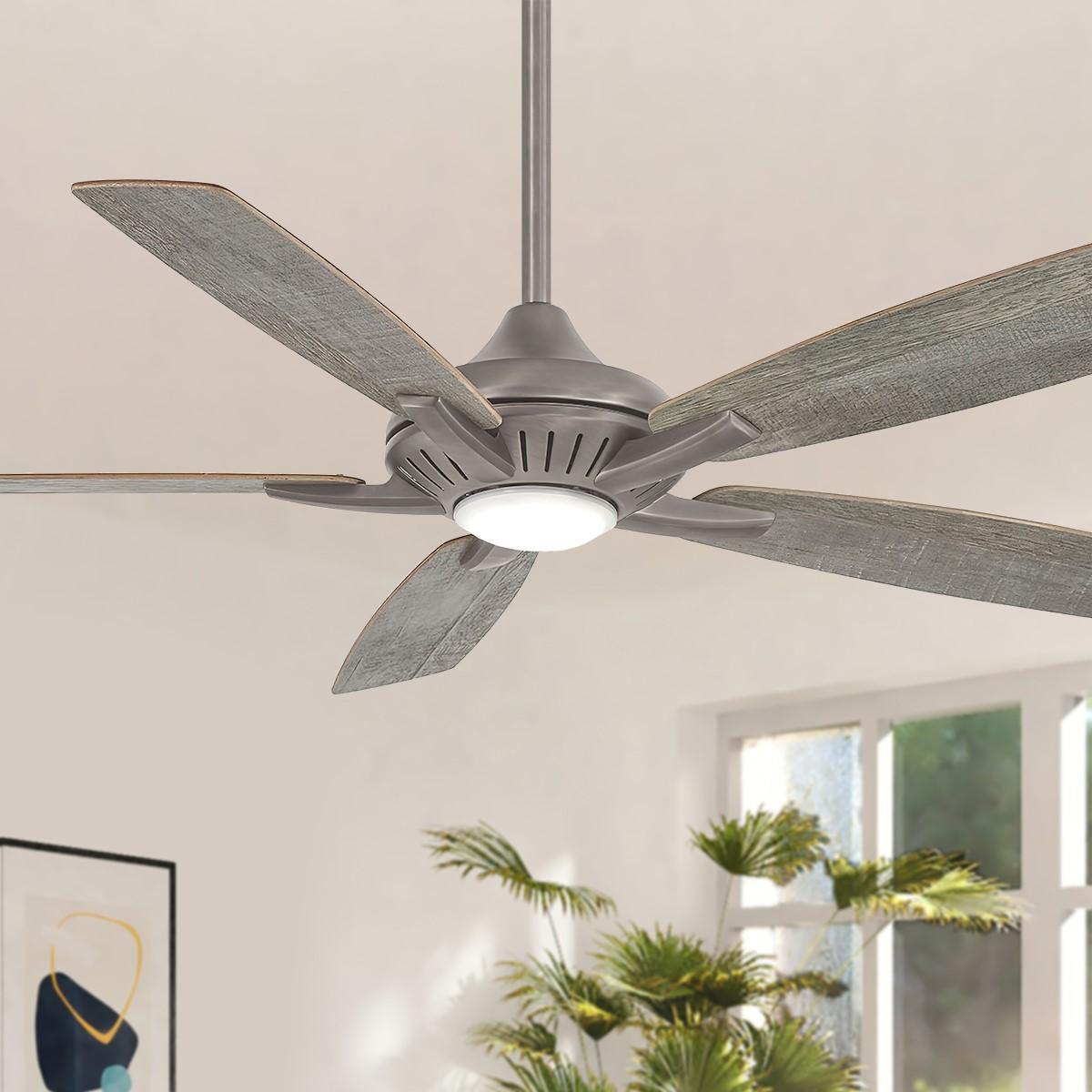 Dyno LED 52" Burnished Nickel Ceiling Fan with Remote, Savannah Gray Blades