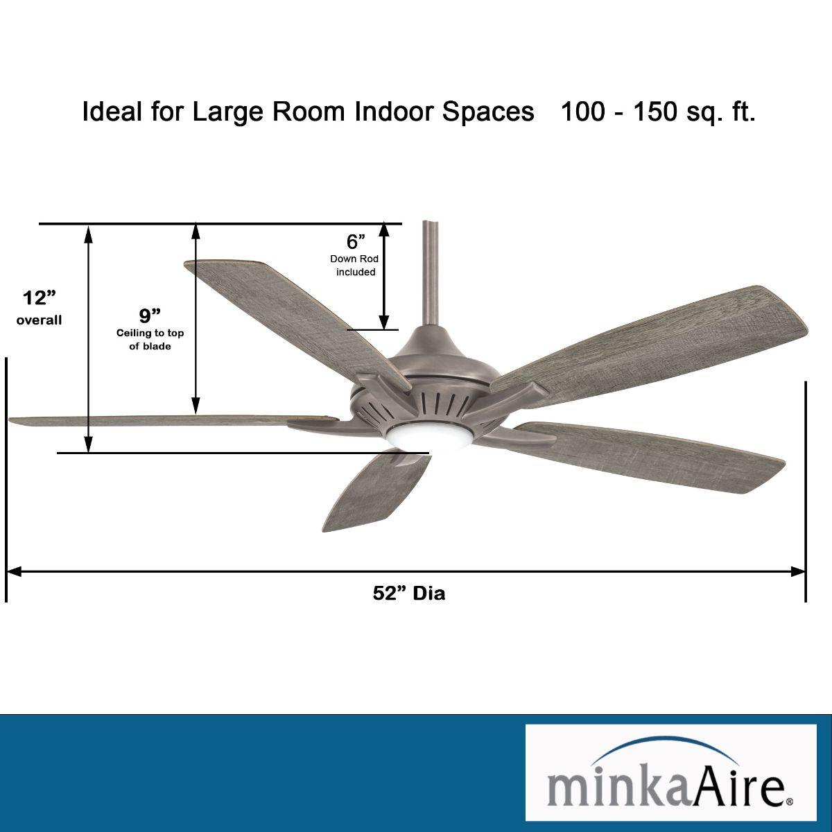 Dyno LED 52" Burnished Nickel Ceiling Fan with Remote, Savannah Gray Blades