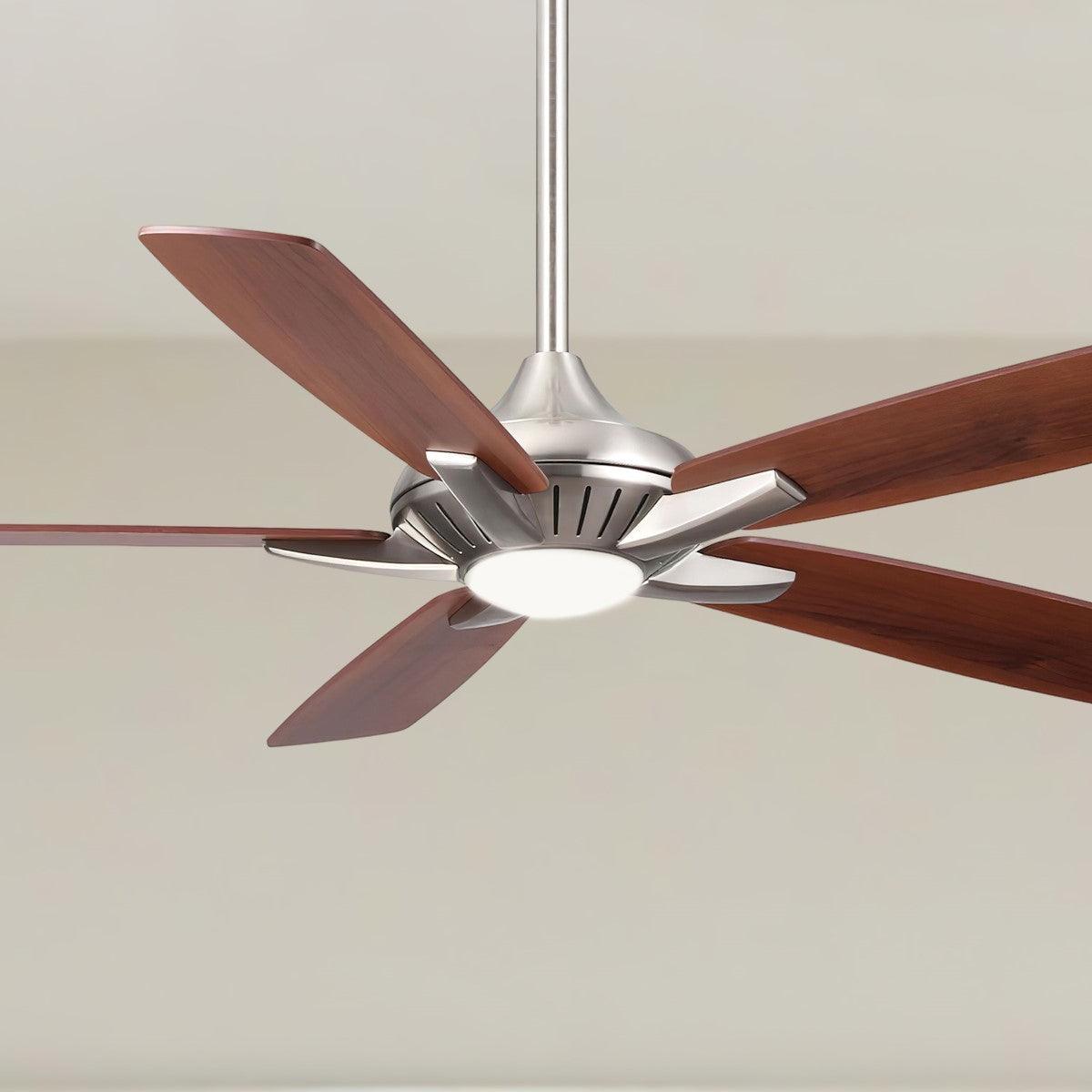 Dyno LED 52" Brushed Nickel Ceiling Fan with Remote, Medium Maple and Dark Walnut Blades