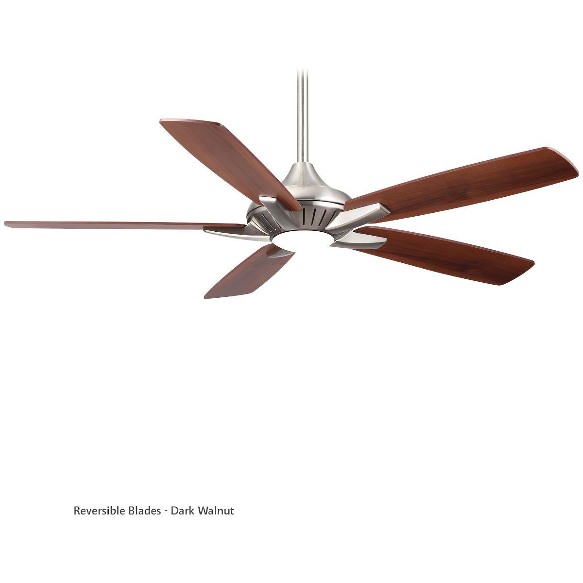 Dyno LED 52" Brushed Nickel Ceiling Fan with Remote, Medium Maple and Dark Walnut Blades