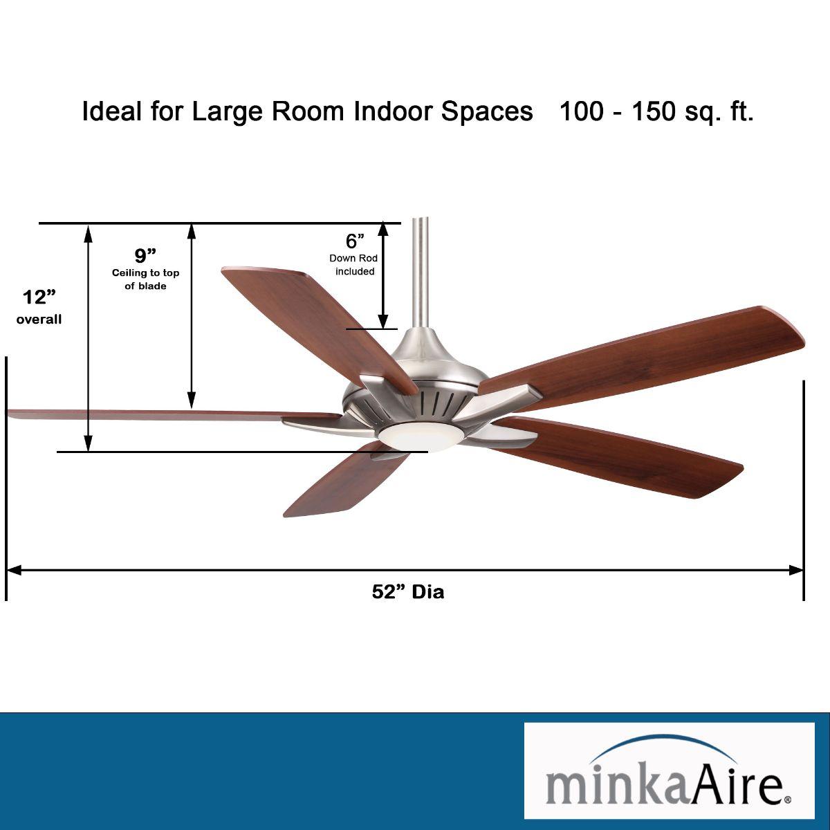 Dyno LED 52" Brushed Nickel Ceiling Fan with Remote, Medium Maple and Dark Walnut Blades