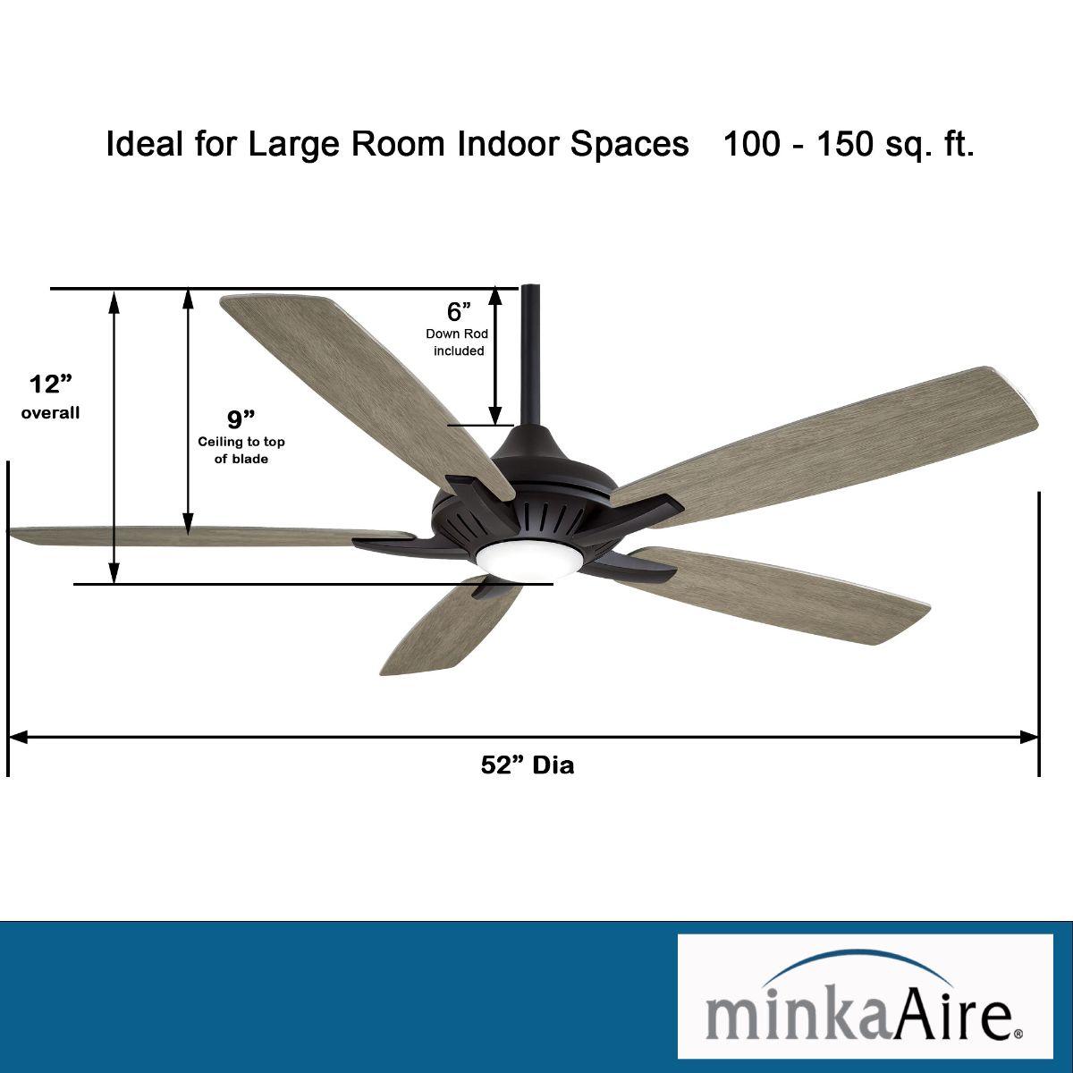 Dyno LED 52" Coal Ceiling Fan with Remote, Seashore Grey Blades