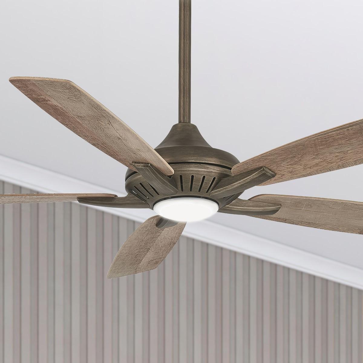 Dyno LED 52" Heirloom Bronze Ceiling Fan with Remote, Barnwood Blades