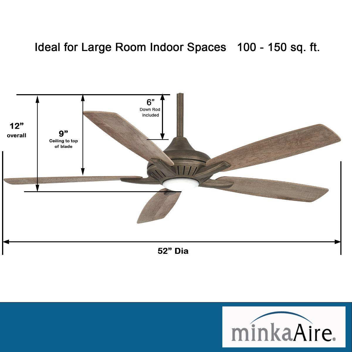 Dyno LED 52" Heirloom Bronze Ceiling Fan with Remote, Barnwood Blades