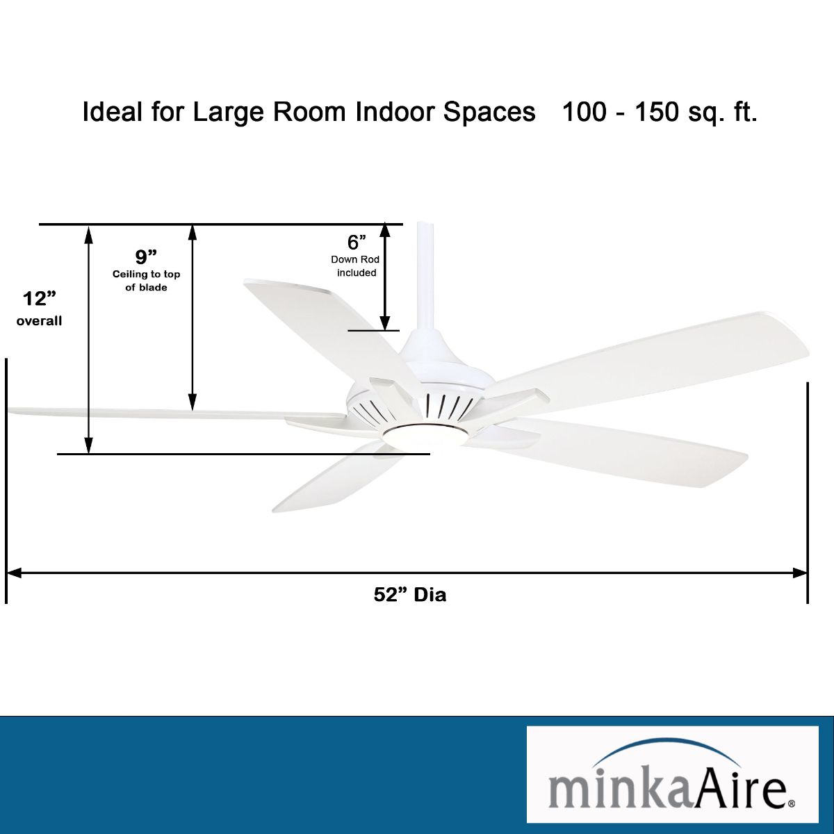 Dyno LED 52" White Ceiling Fan with Remote