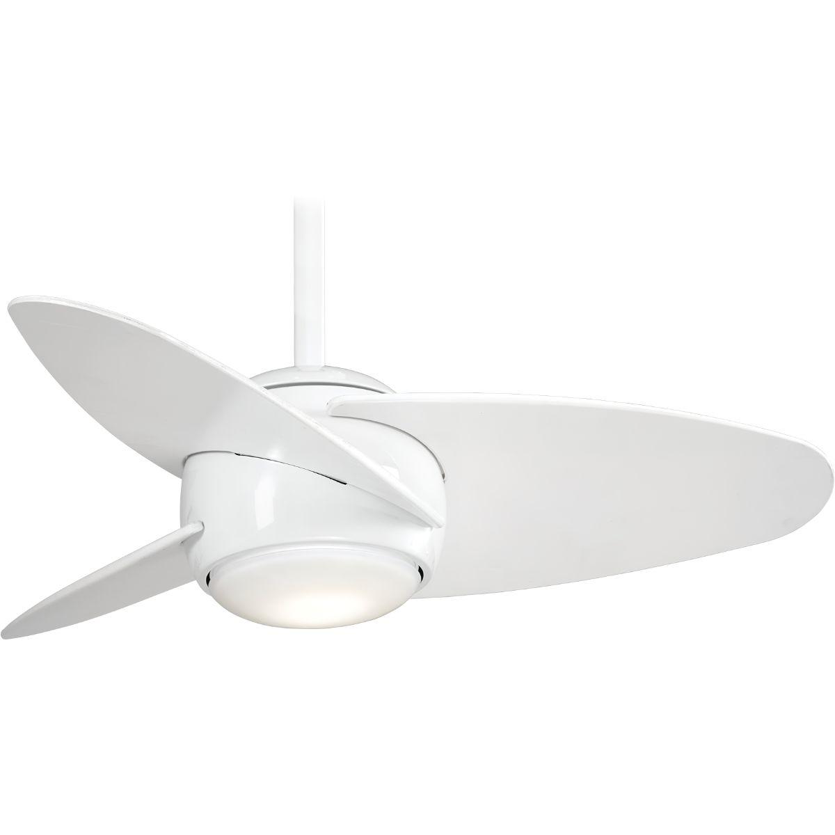 Slant LED 36" White Modern Ceiling Fan with Light and Remote