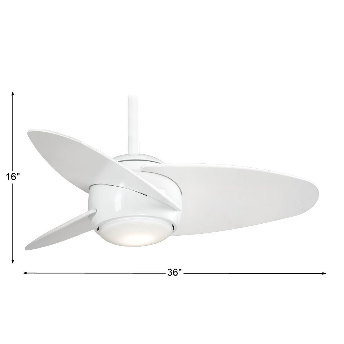 Slant LED 36" White Modern Ceiling Fan with Light and Remote