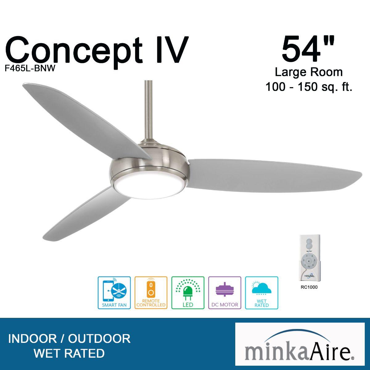 Concept IV 54" Nickel Outdoor LED Smart Ceiling Fan - Bees Lighting