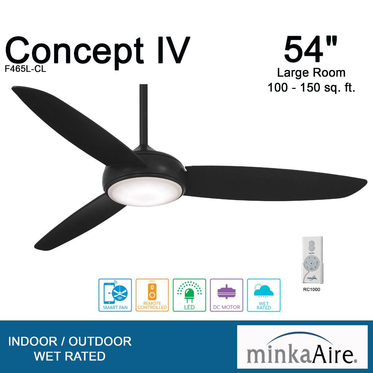 Concept IV 54" Coal Outdoor LED Smart Ceiling Fan - Bees Lighting