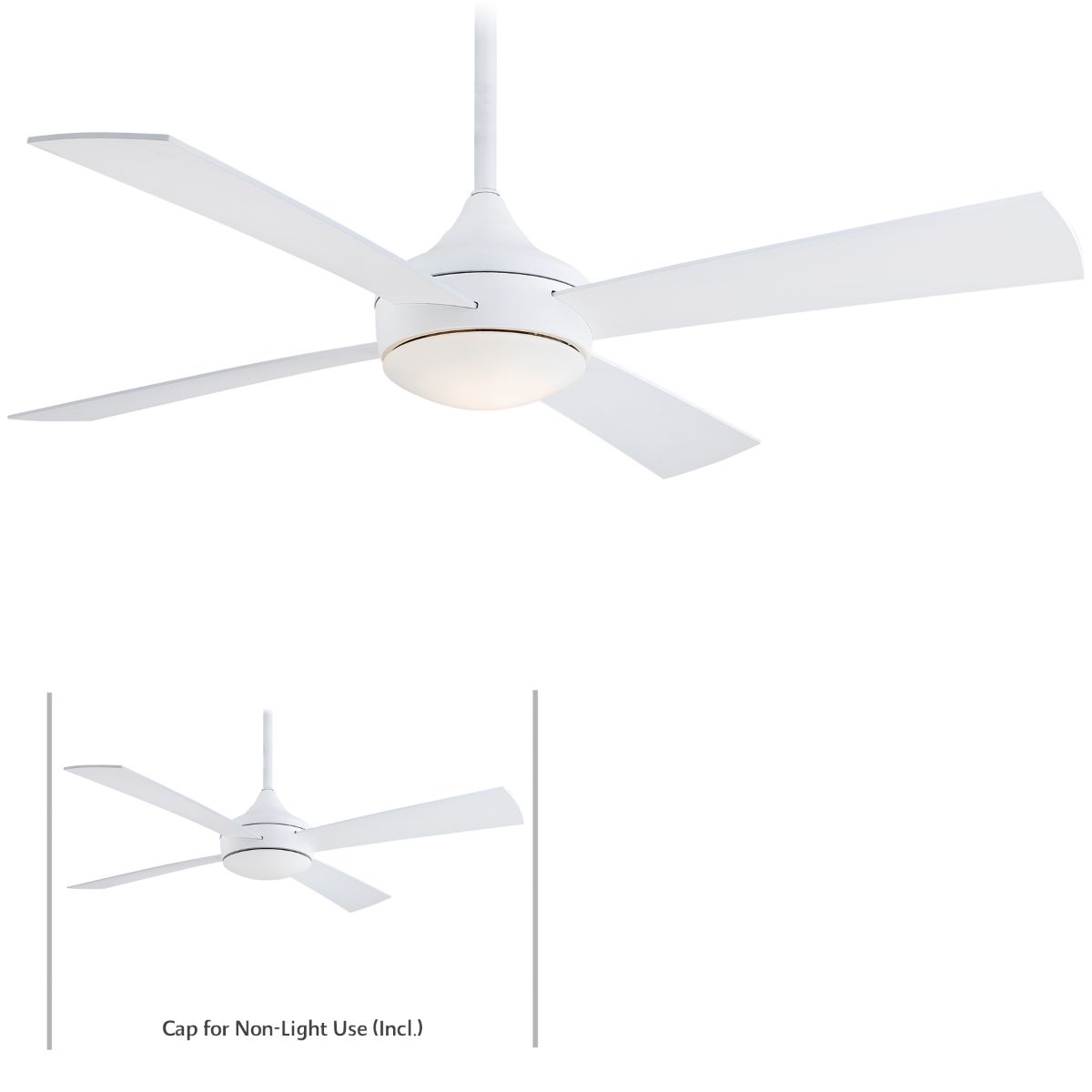 Aluma 52 Inch Modern Outdoor Ceiling Fan With Light And Remote, Flat White Finish