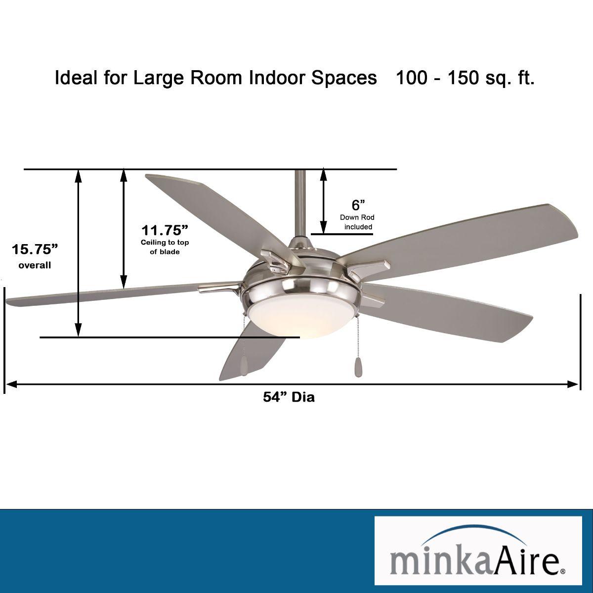 Lun-Aire LED 54" Nickel Ceiling Fan with Pull Chain - Bees Lighting