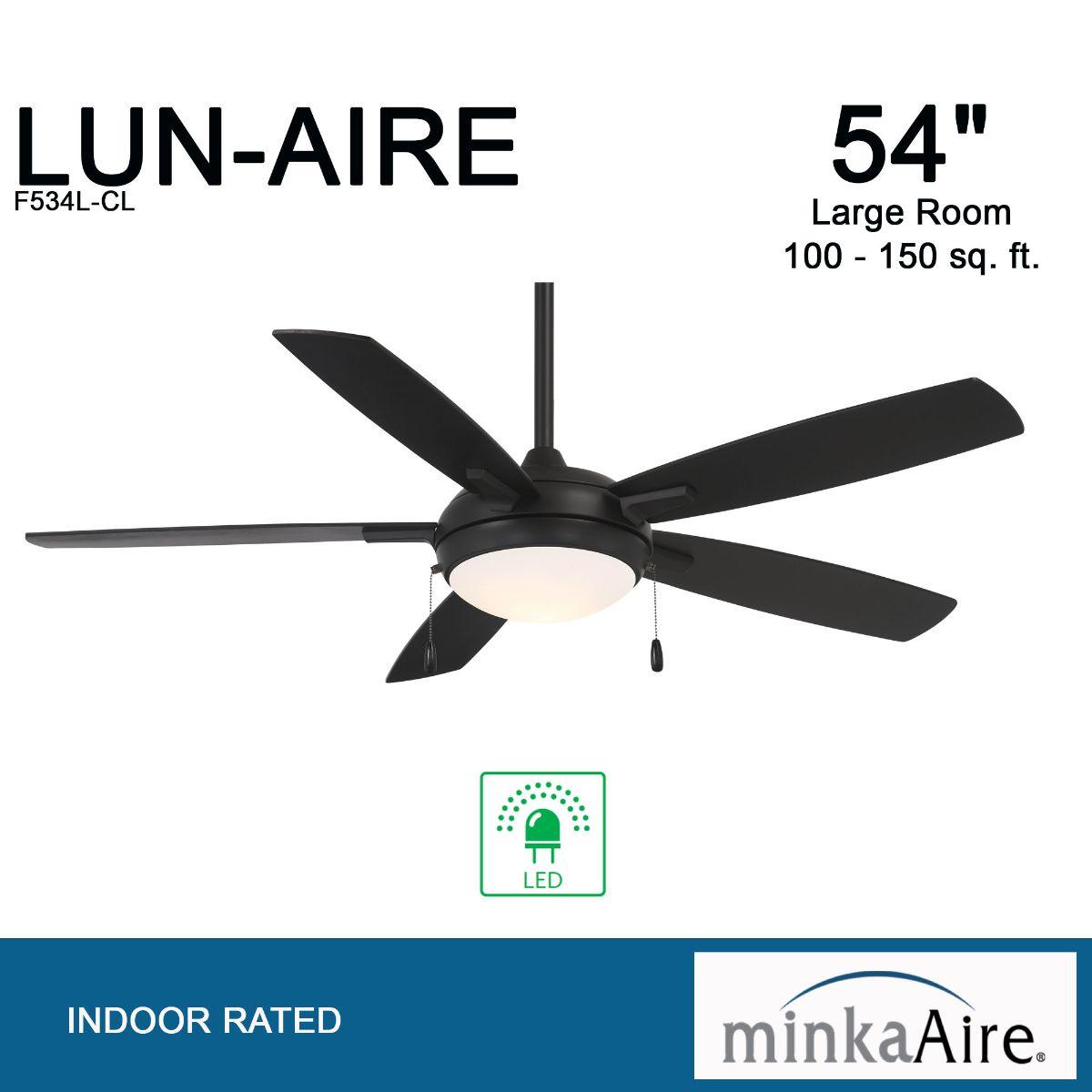 Lun-Aire LED 54" Coal Ceiling Fan with Pull Chain