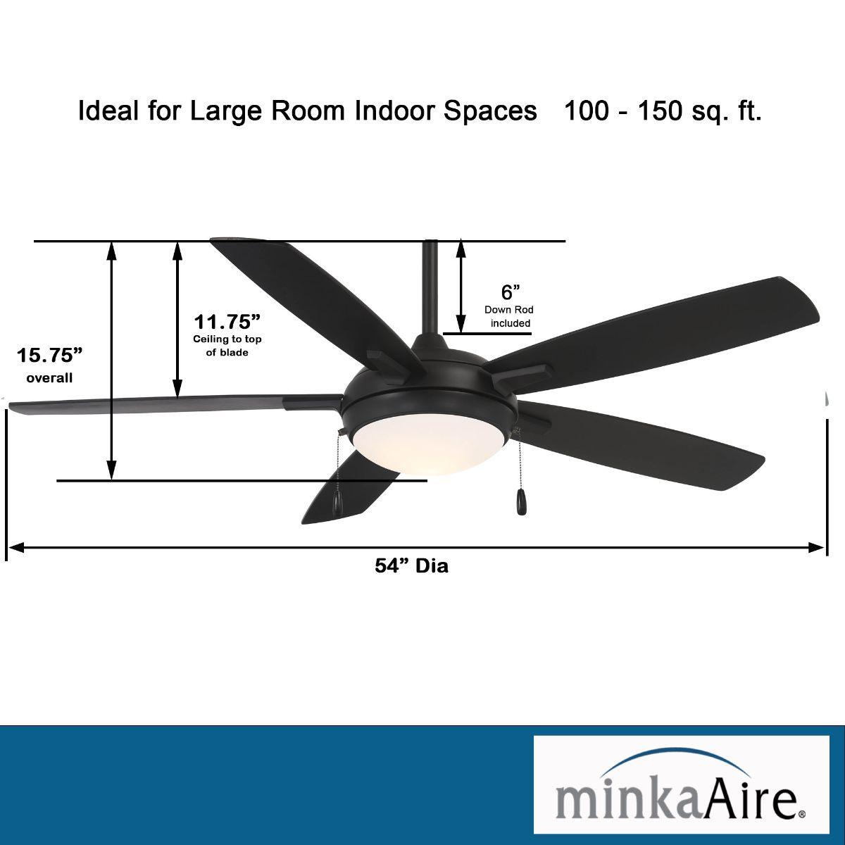 Lun-Aire LED 54" Coal Ceiling Fan with Pull Chain