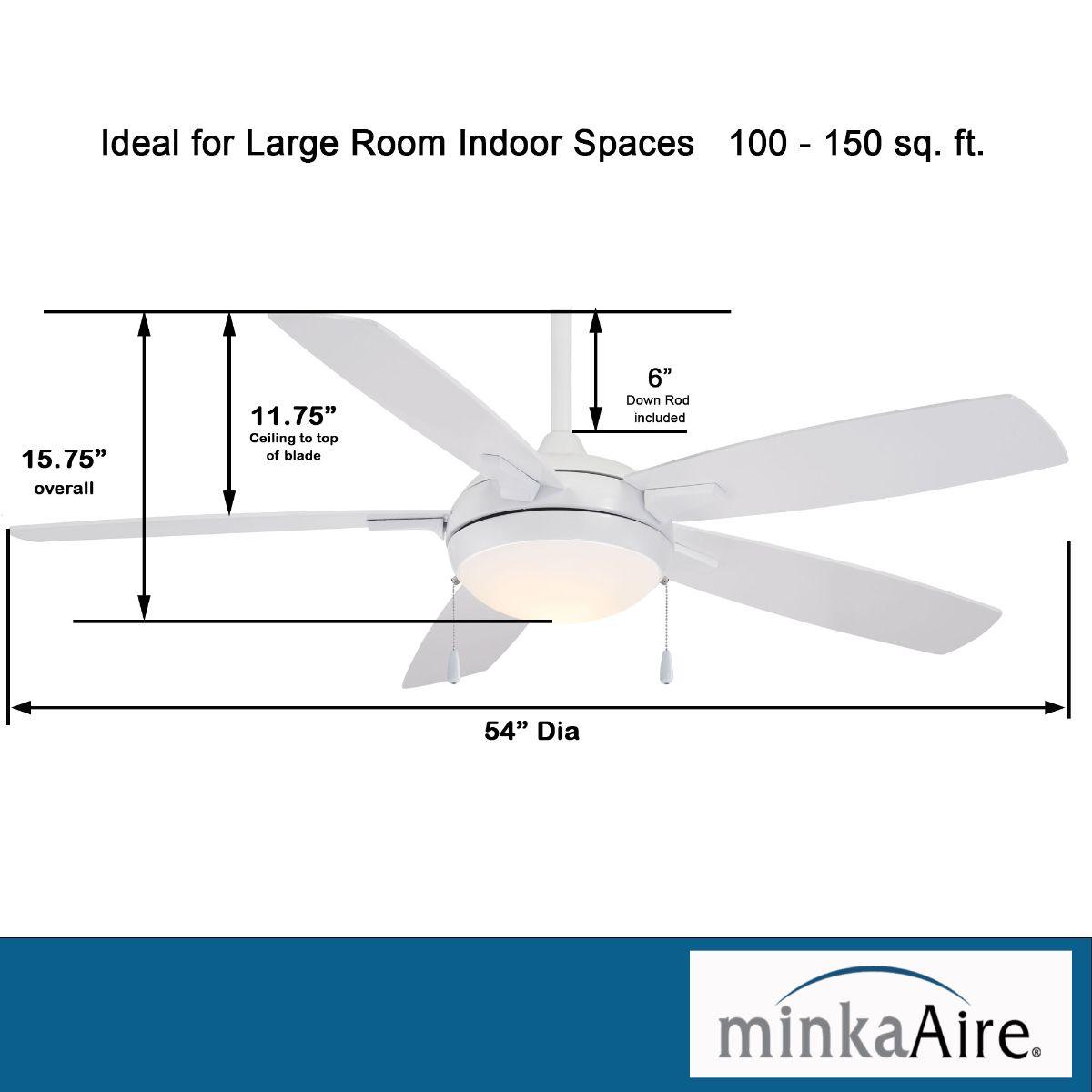 Lun-Aire LED 54" White Ceiling Fan with Pull Chain