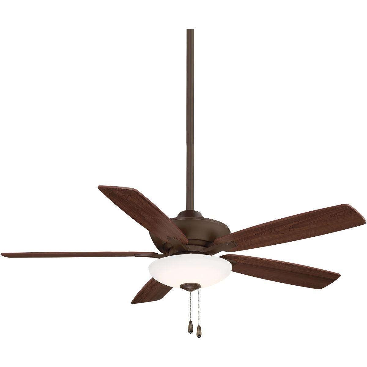 Minute LED 52" Bronze Ceiling Fan with Pull Chain, Medium Maple and Dark Walnut Blades - Bees Lighting