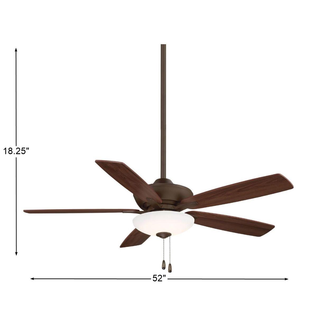 Minute LED 52" Bronze Ceiling Fan with Pull Chain, Medium Maple and Dark Walnut Blades - Bees Lighting