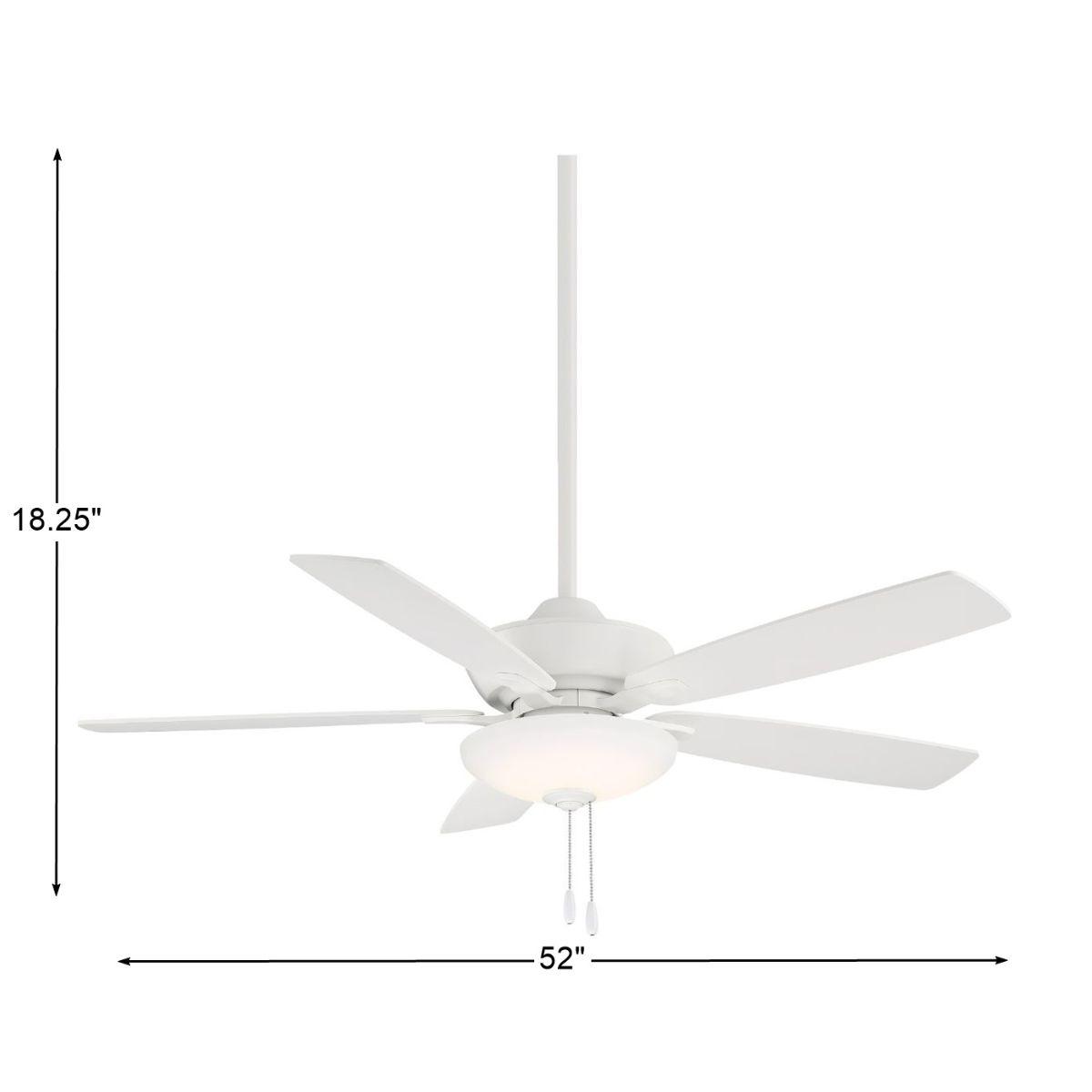 Minute LED 52" White Ceiling Fan with Pull Chain - Bees Lighting