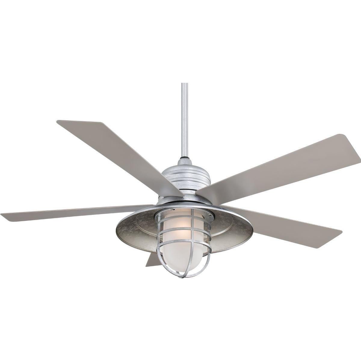 Rainman LED 54" Galvanized Cage Outdoor Ceiling Fan with Wall Control