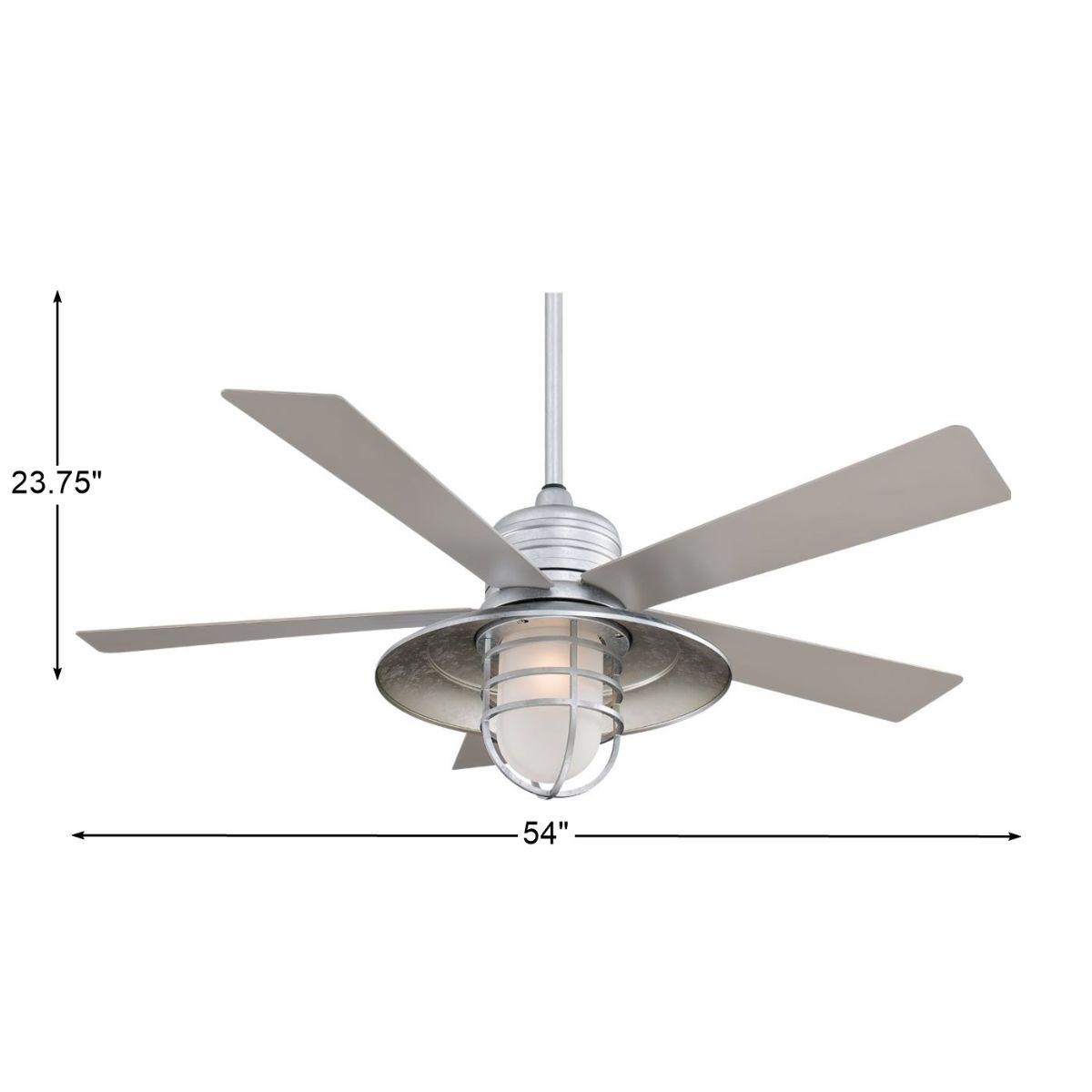 Rainman LED 54" Galvanized Cage Outdoor Ceiling Fan with Wall Control