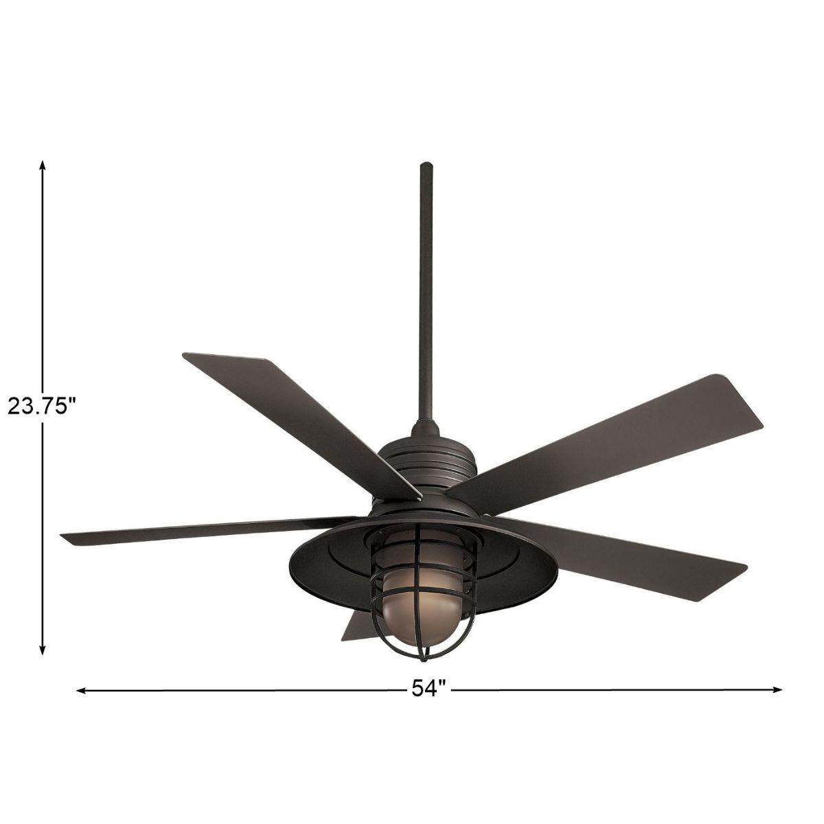 Rainman LED 54" Bronze Cage Outdoor Ceiling Fan with Wall Control