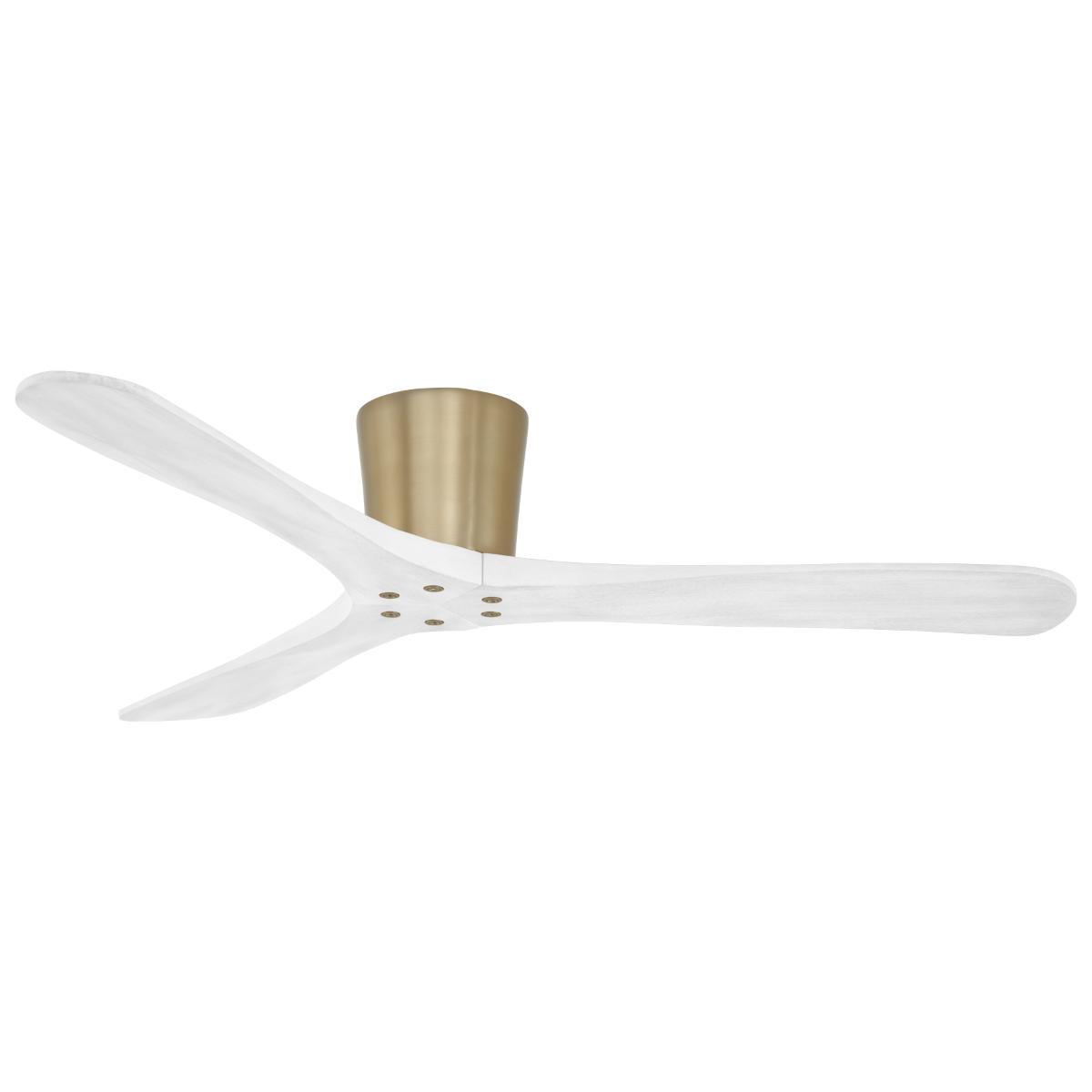 Avtur 60" Soft Brass and White Flush Mount Ceiling Fan with Remote