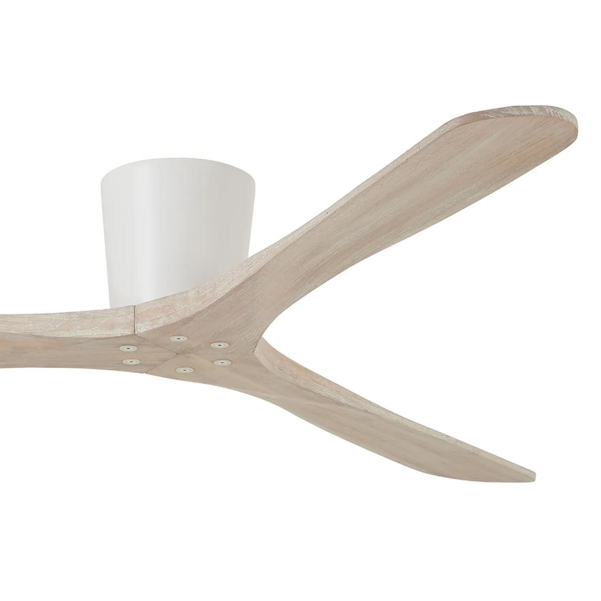 Avtur 60" White and Bleached Wood Flush Mount Ceiling Fan with Remote