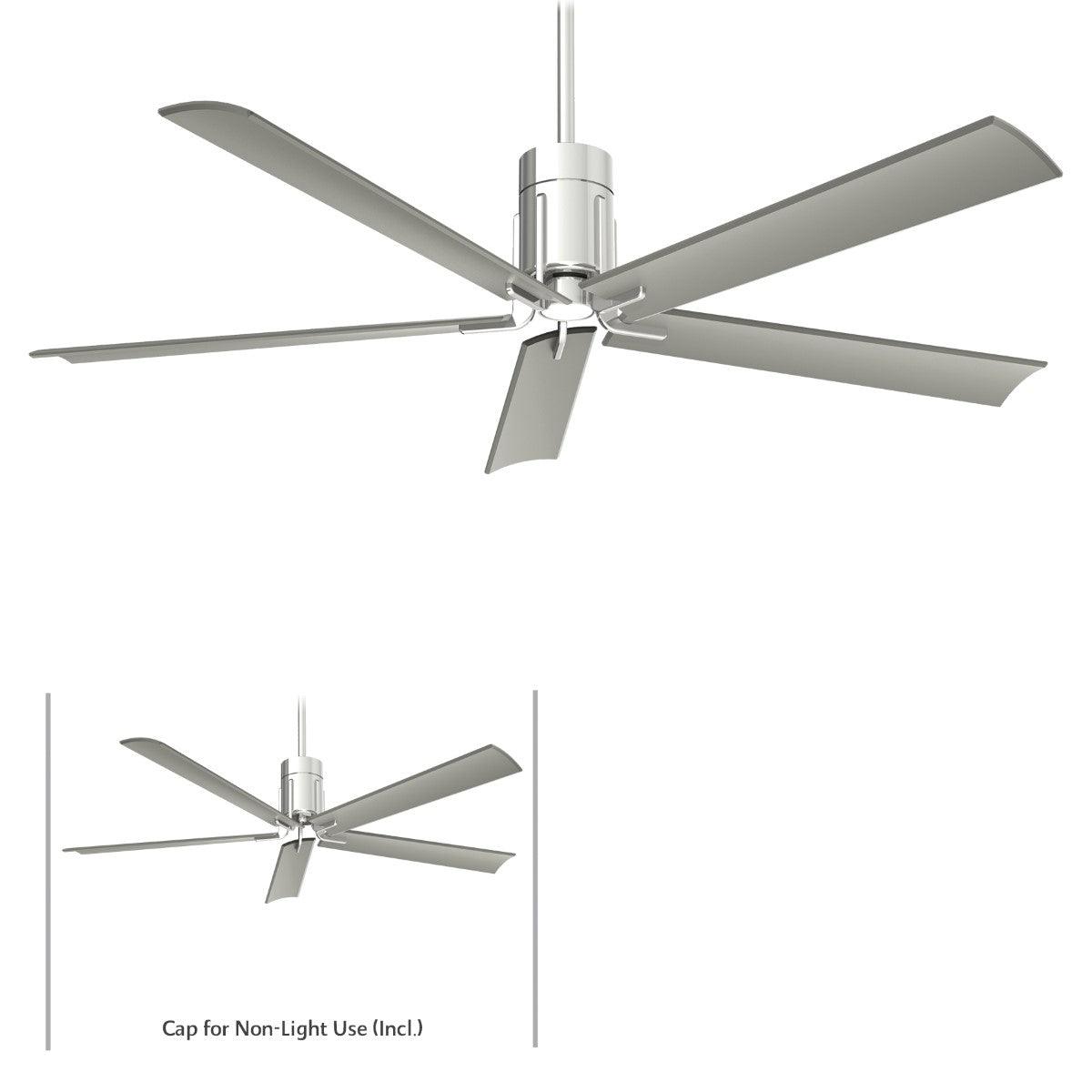 Clean LED 60" 5-Blade Polished Nickel LED Ceiling Fan with Remote - Bees Lighting