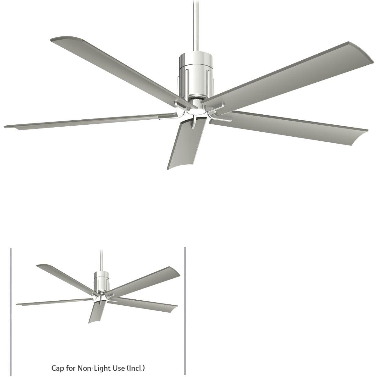 Clean LED 60" 5-Blade Polished Nickel LED Ceiling Fan with Remote