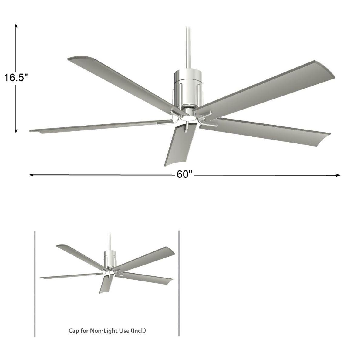 Clean LED 60" 5-Blade Polished Nickel LED Ceiling Fan with Remote