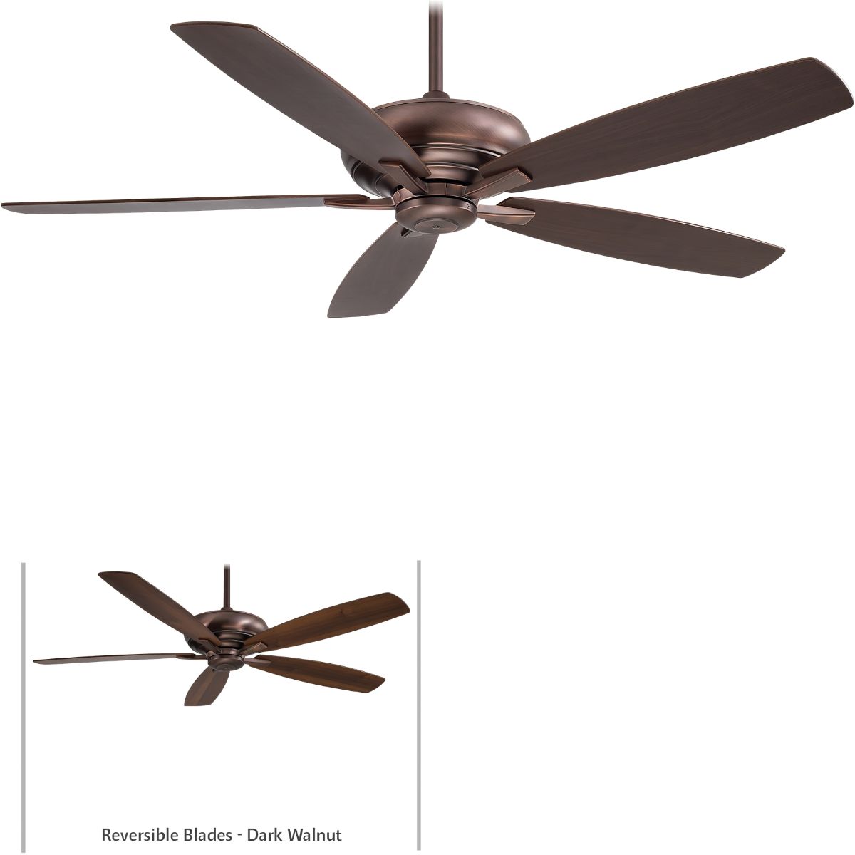 Kola XL 60 Inch Ceiling Fan With Remote, Dark Brushed Bronze with Dark Maple/Dark Walnut Blades