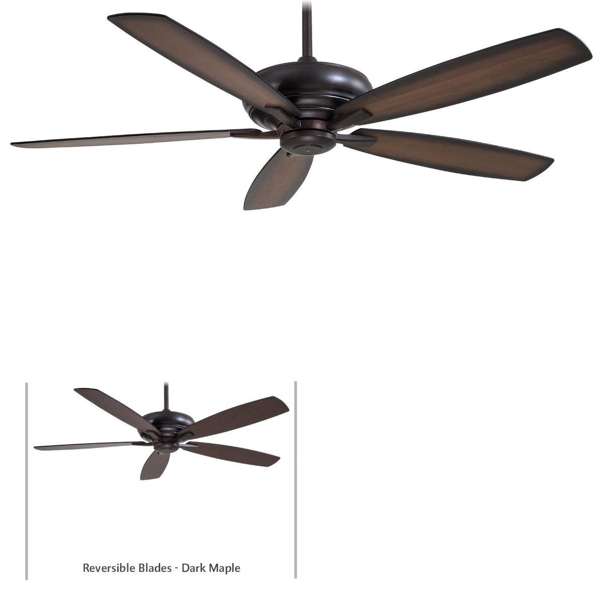 Kola XL 60 Inch Ceiling Fan With Remote, Kocoa with Toned Med Maple/Dark Maple Blades - Bees Lighting