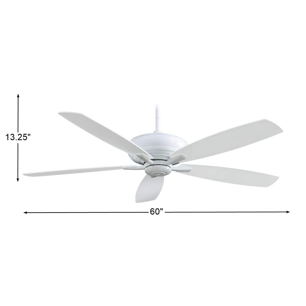 Kola XL 60 Inch Ceiling Fan With Remote, White Finish - Bees Lighting