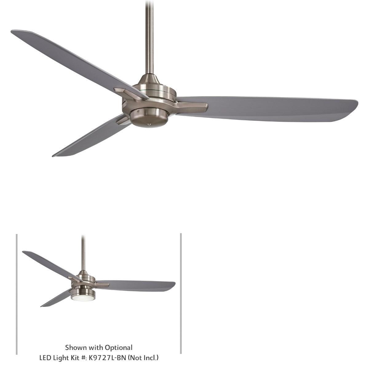 Rudolph 52" Nickel Ceiling Fan with Wall Control, Silver Blades - Bees Lighting