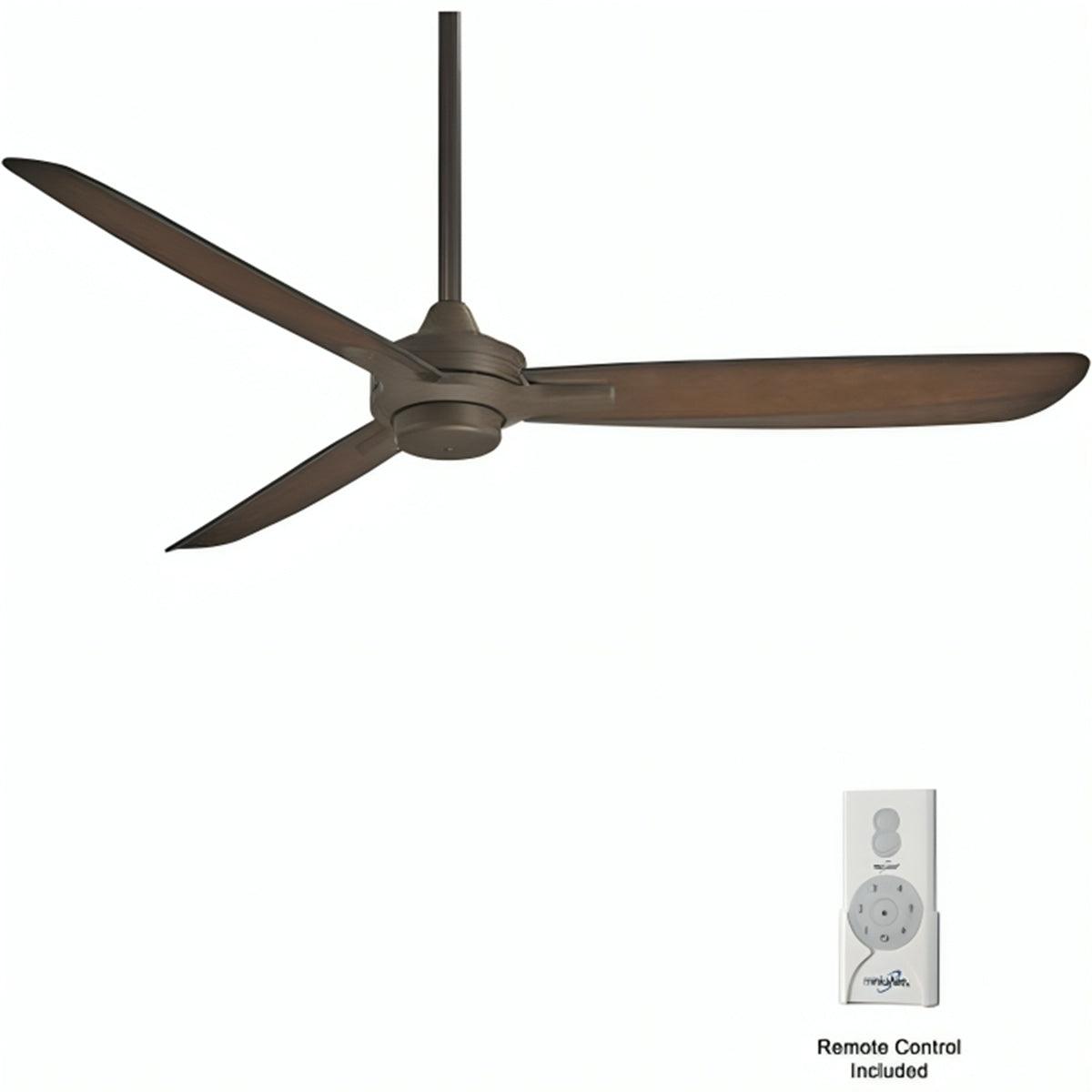 Rudolph Wet 60" Bronze Outdoor Ceiling Fan with Remote - Bees Lighting