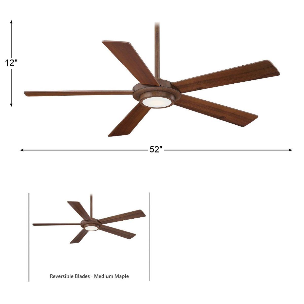 Sabot LED 52" Distressed Koa Ceiling Fan with Remote