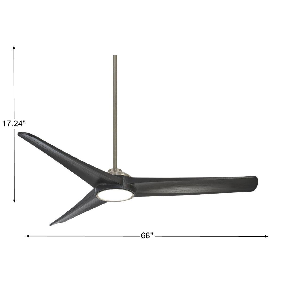 Timber LED 68" Smart Ceiling Fan with Remote, Brushed Nickel with Coal Blades - Bees Lighting