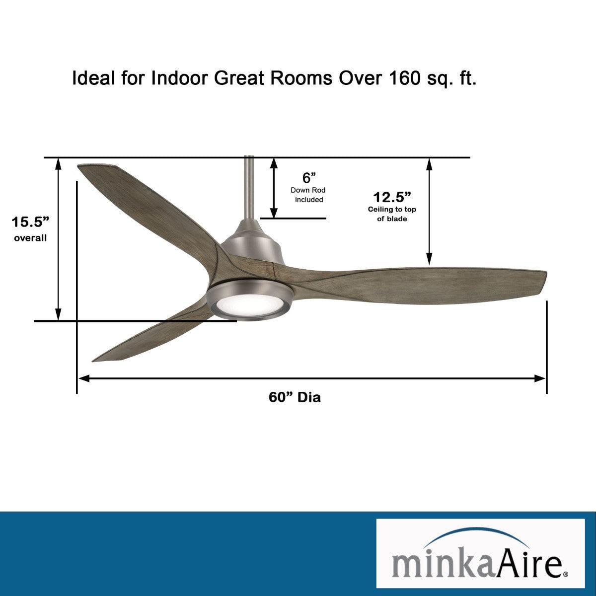 Skyhawk LED 60" Burnished Nickel Modern Ceiling Fan with Remote