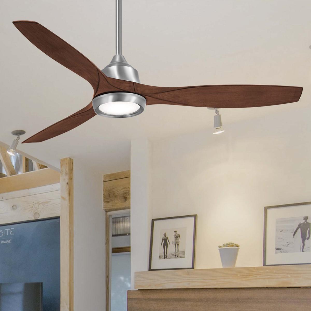 Skyhawk LED 60" Brushed Nickel Modern Ceiling Fan with Remote