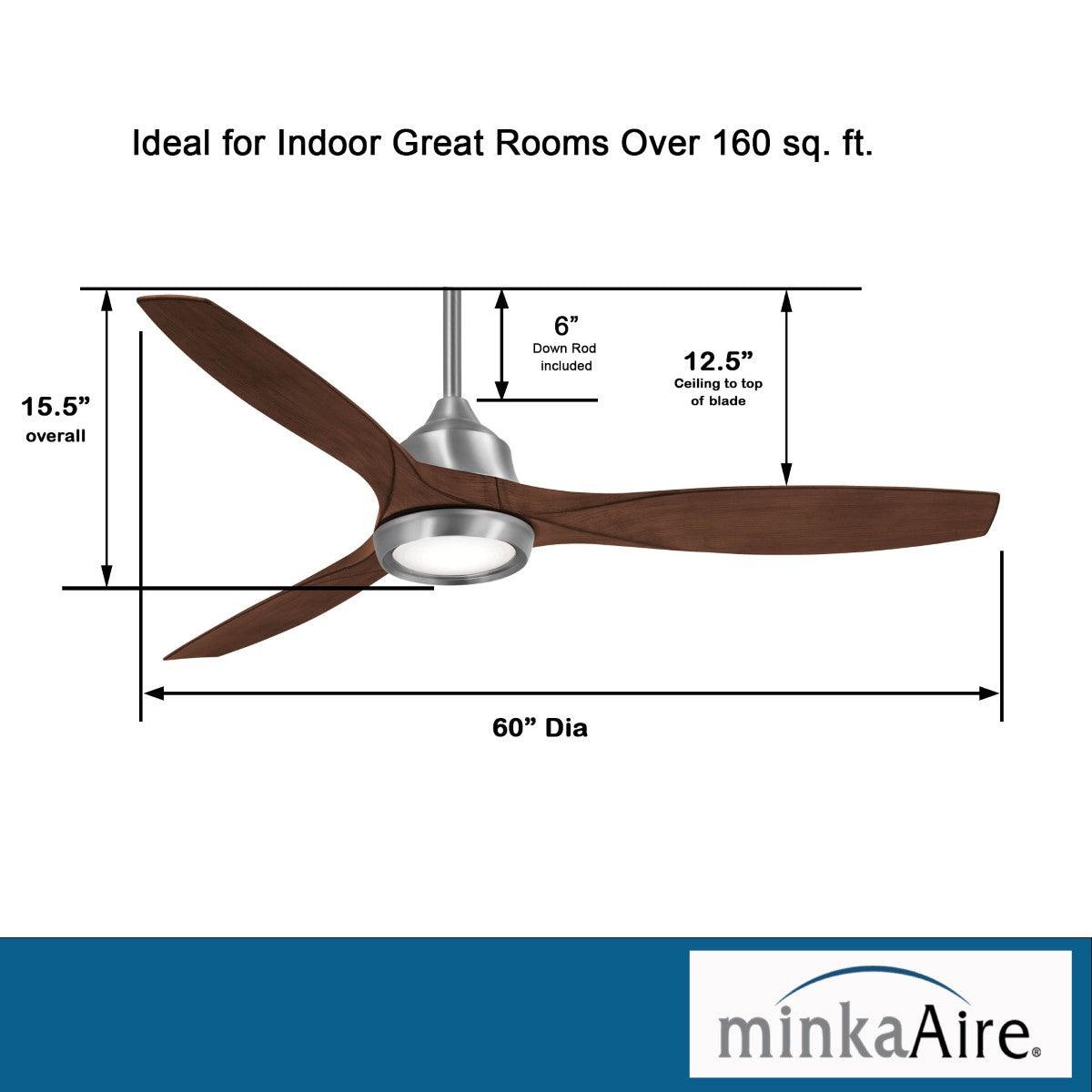 Skyhawk LED 60" Brushed Nickel Modern Ceiling Fan with Remote