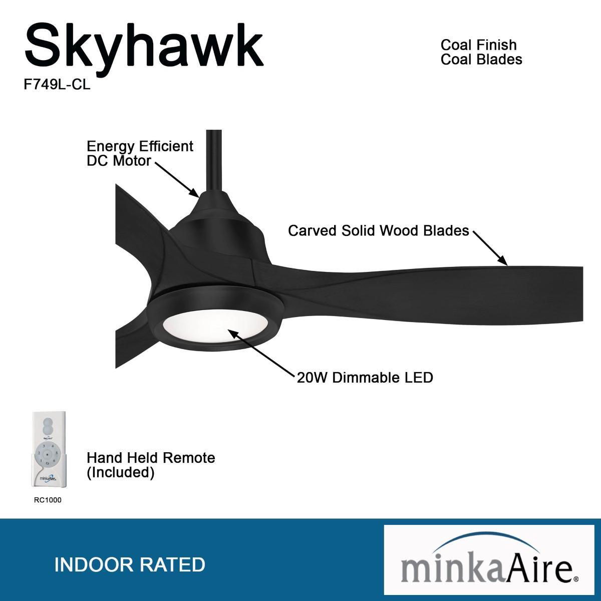 Skyhawk LED 60" Coal Modern Ceiling Fan with Remote