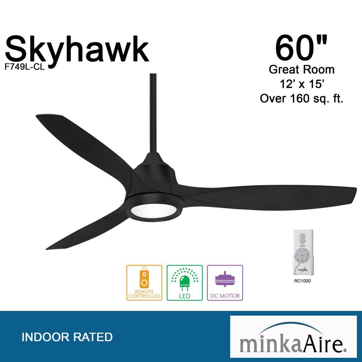 Skyhawk LED 60" Coal Modern Ceiling Fan with Remote